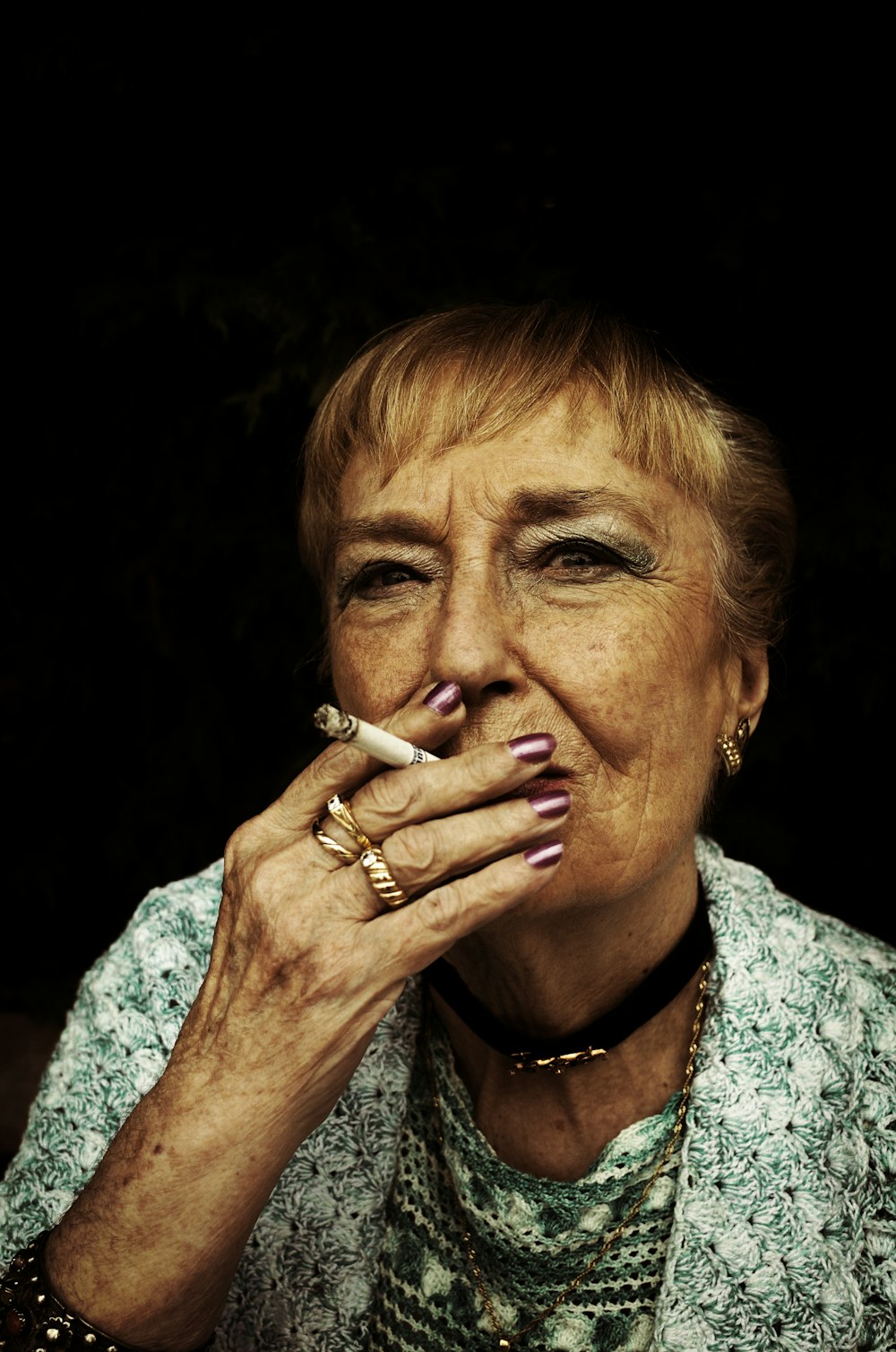 woman using cigarette