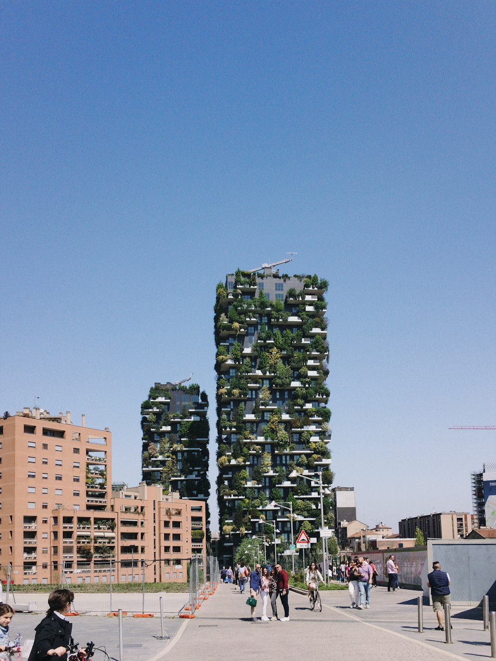 people walking on pathway near buildings