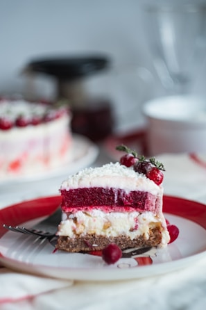 sliced of strawberry cake on plate