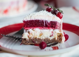 sliced of strawberry cake on plate