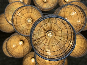black wicker ceiling lamps
