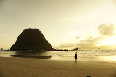 man walking near shores