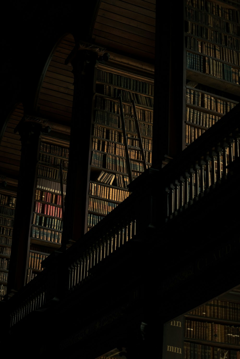 low angle photography if library book shelves