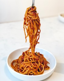pasta in white ceramic bowl