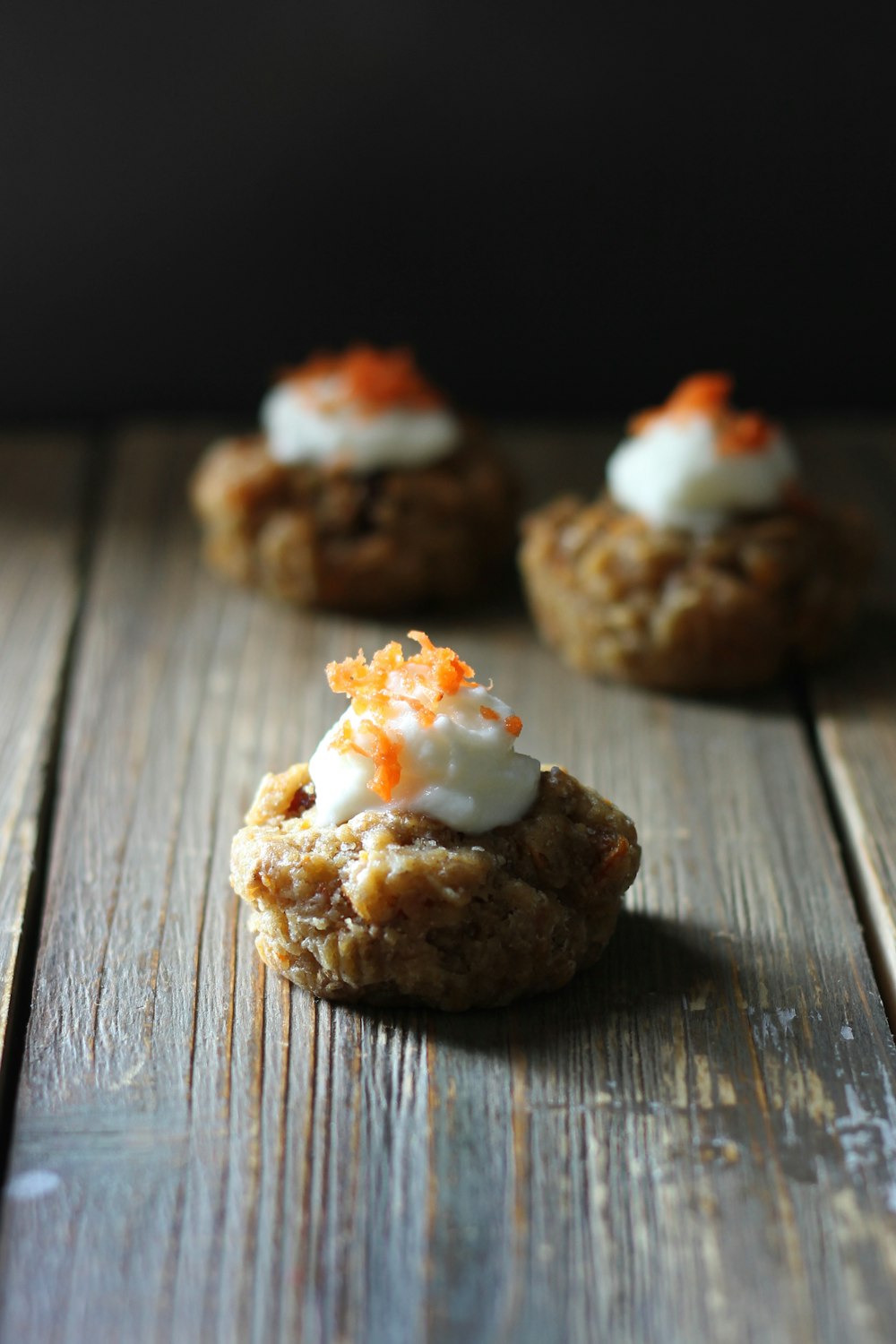 three baked cookies on dock