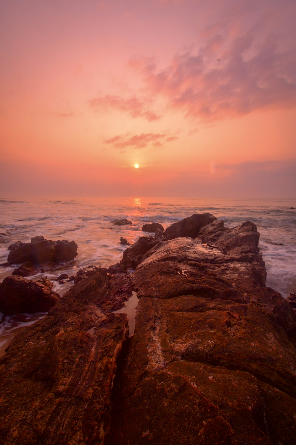 seashore waves sunset