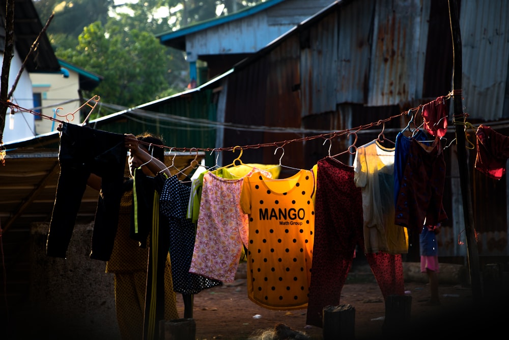 clothes hanged on clothesline