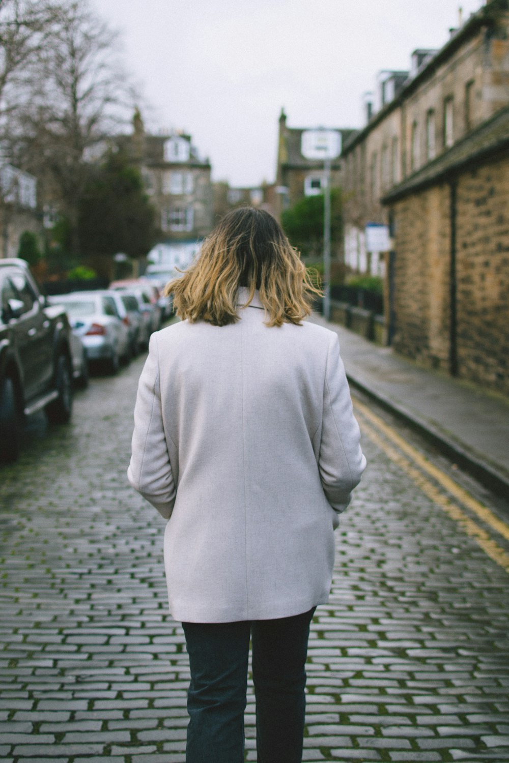 woman walking at the street