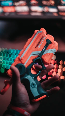 A vibrant display of various foam dart blasters available at xactical blasters.