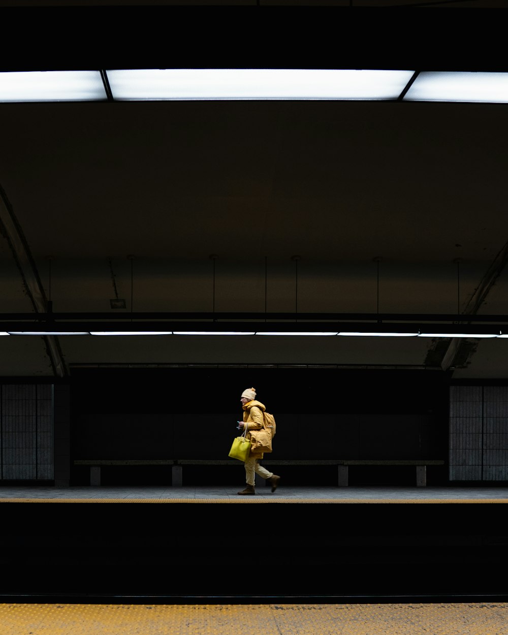 person walking on building interior