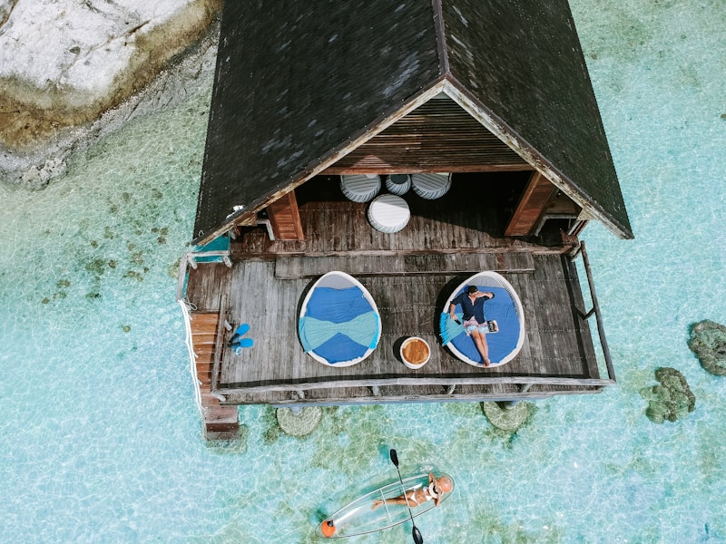 Relaxing on plush bed