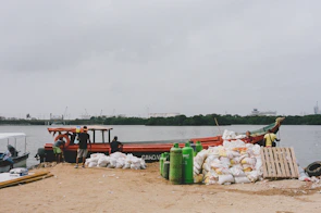 Close-up of fresh provisions being loaded onto a vessel’s deck by the Suez Marine Supply team.