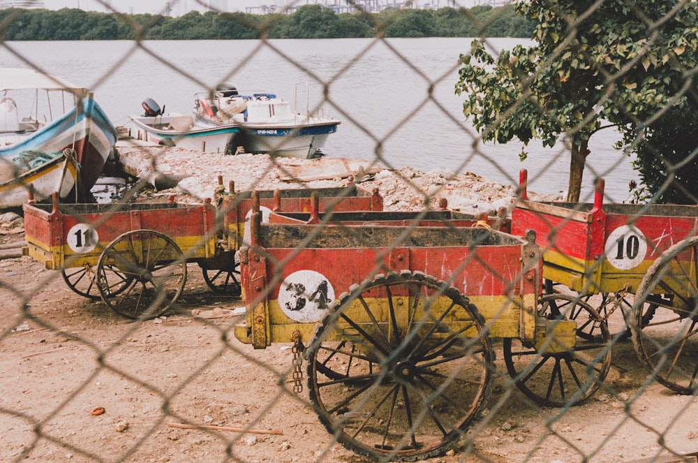 red and yellow wagons