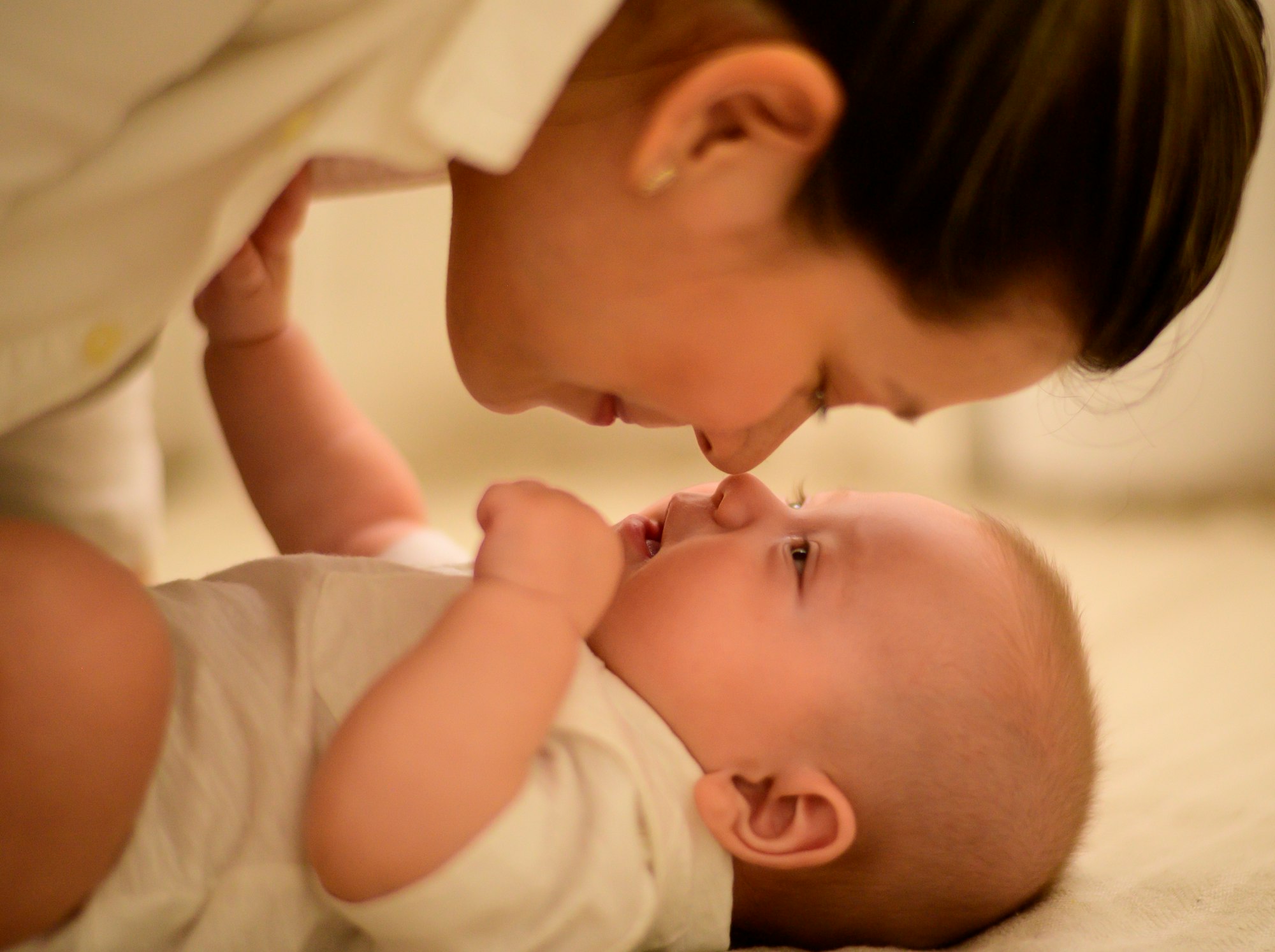 Mom and baby nose to nose