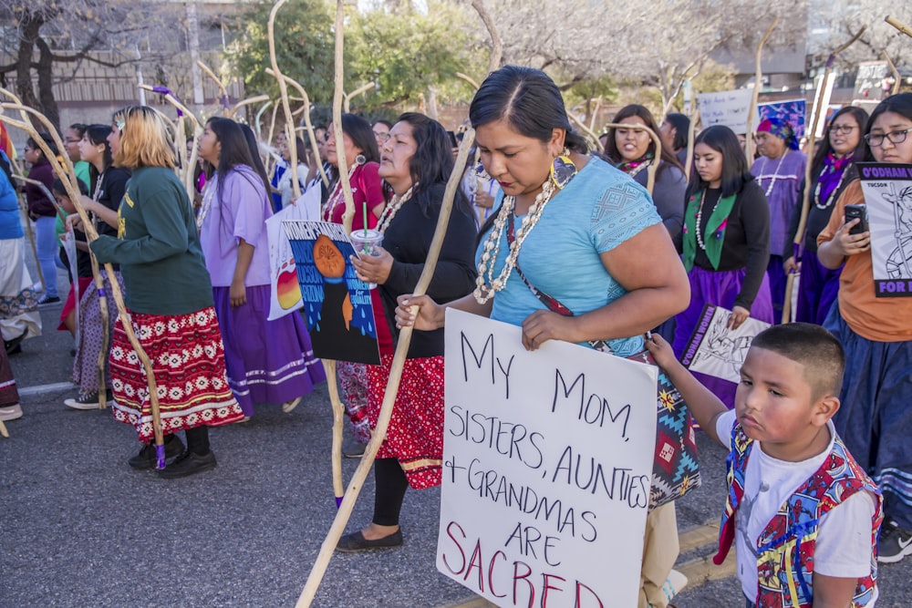 group of women walking at the street protesting about woman's right