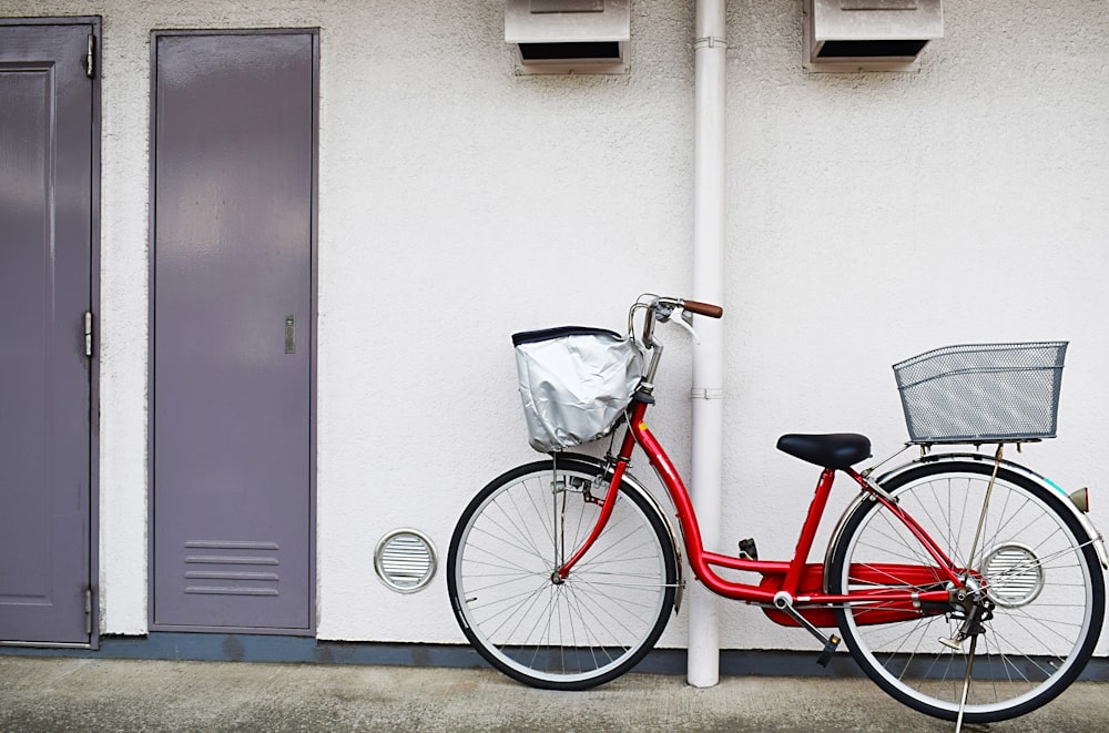 red and black step-through bike