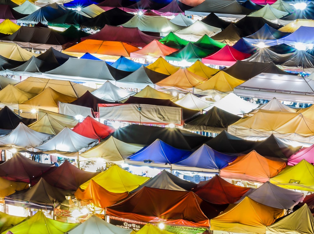 assorted-color of tent