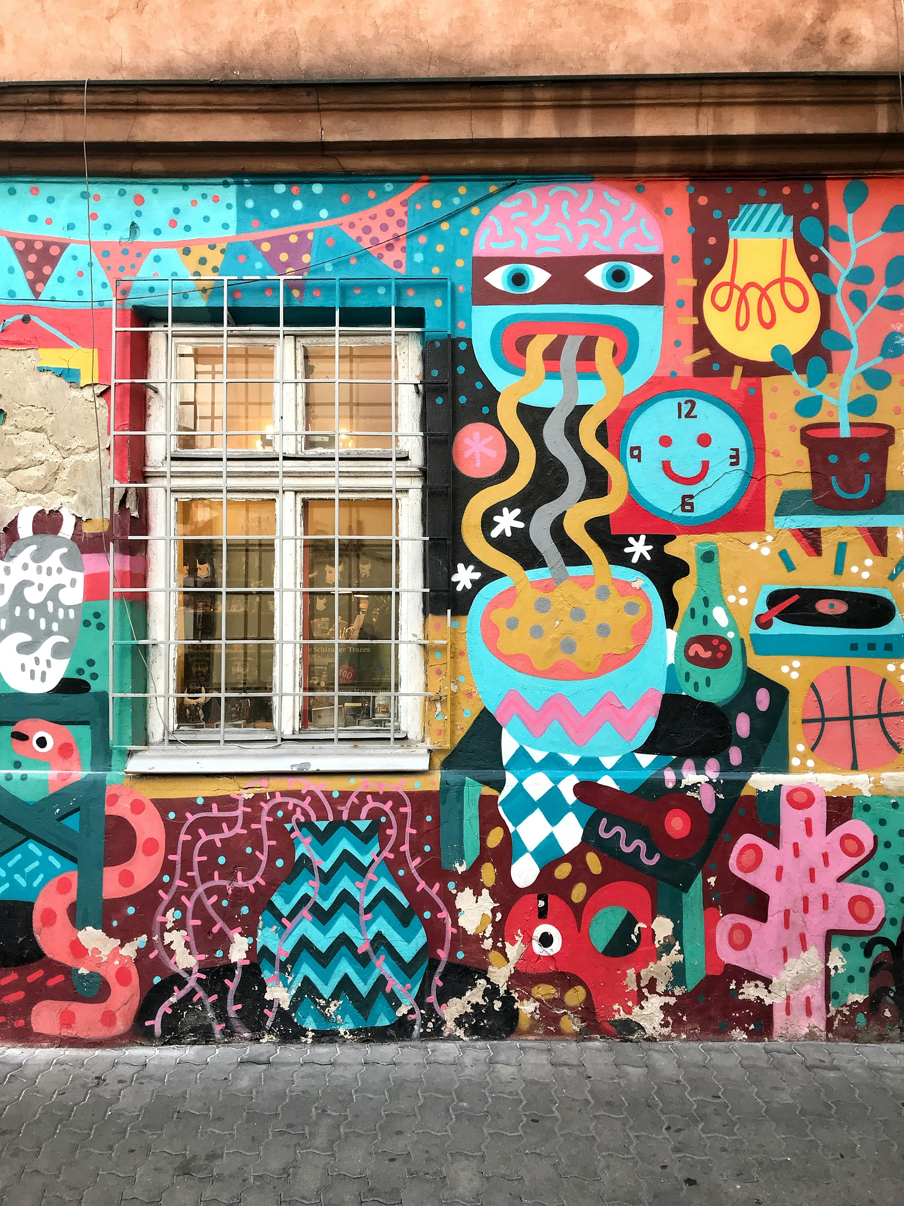sea creature painted building
