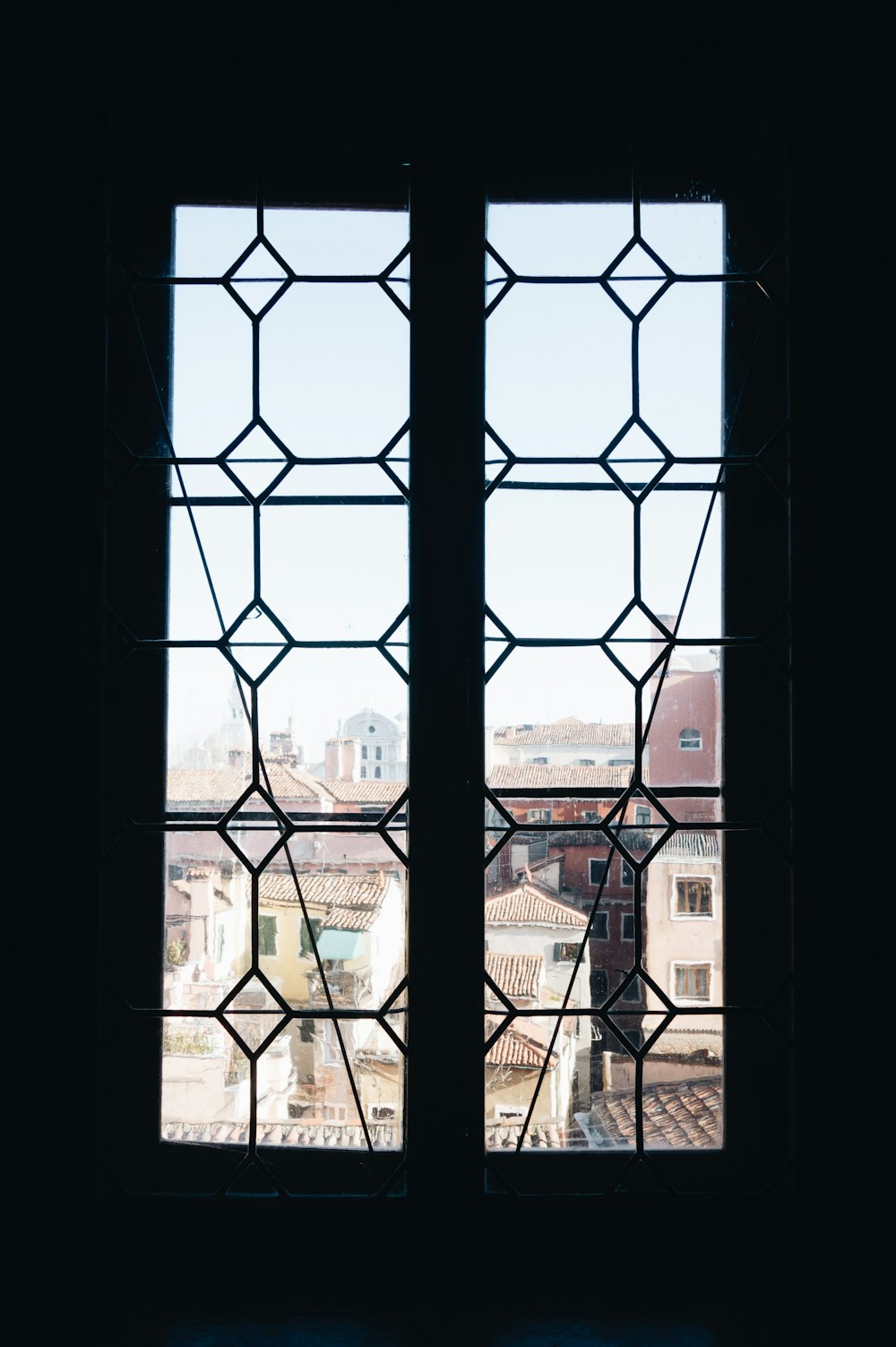 window with black metal frame