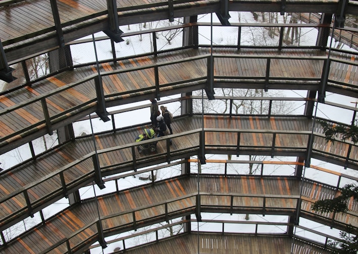 aerial view photography of layered balcony