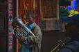 man playing silver tuba
