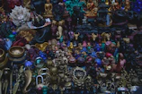 A collection of sacred objects arranged artistically.