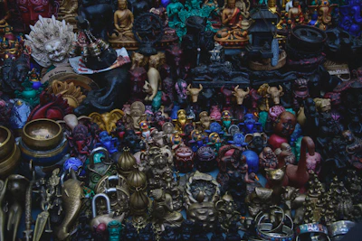 A collection of sacred objects arranged artistically.
