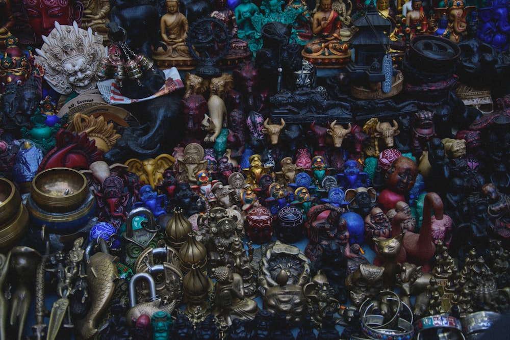 aerial view photography of assorted-color figurines