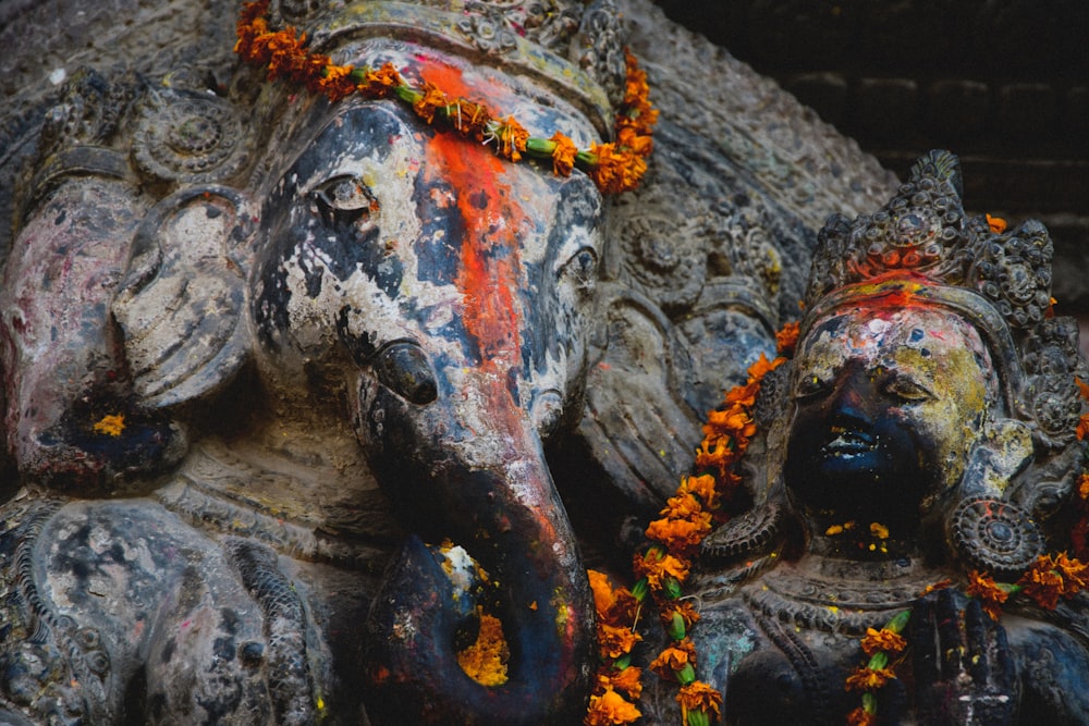 a close up of a statue of an elephant