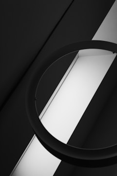 A striking black and white abstract art piece emphasizing balance and contrast.