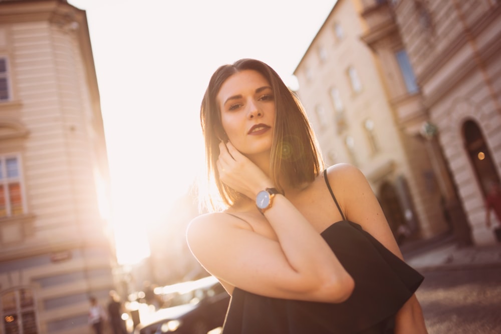 selective focus photography of woman under golden hour