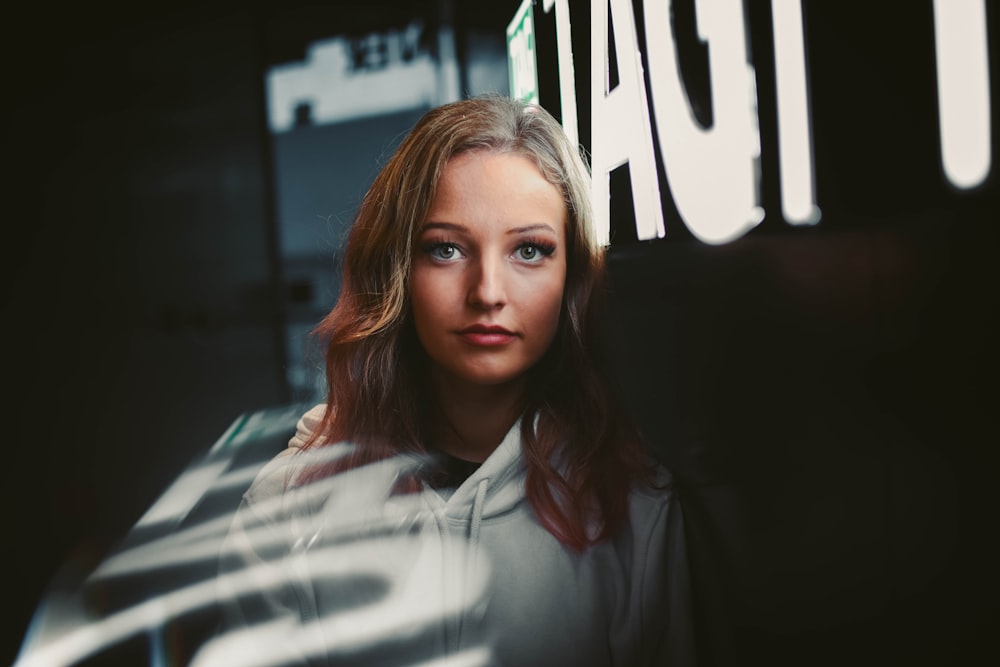 woman in white shirt