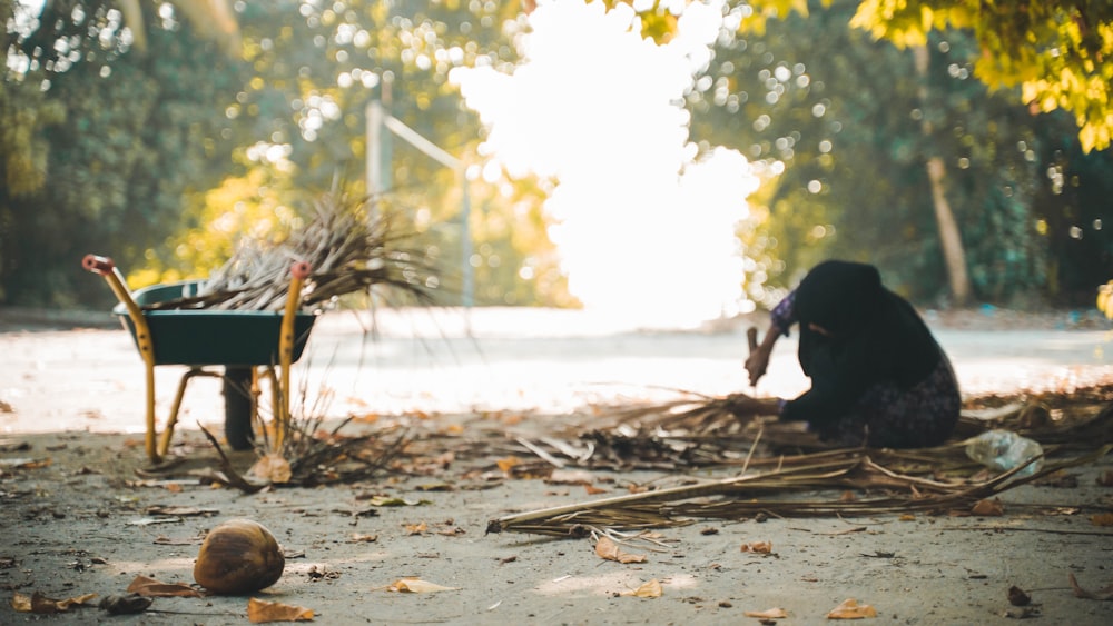 black and yellow wheelbarrow