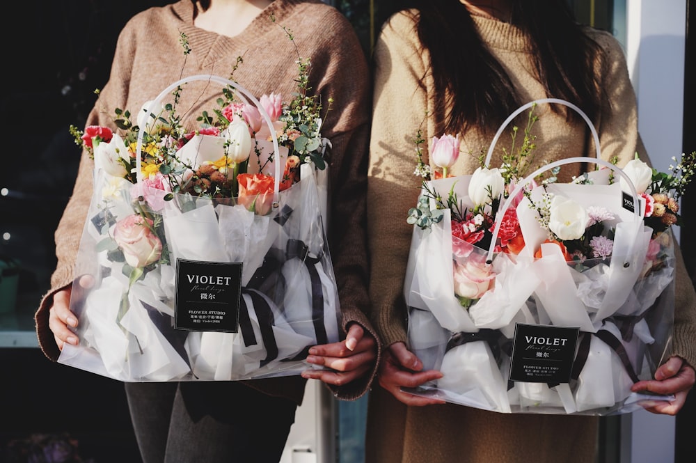 two Violet flower bouquets