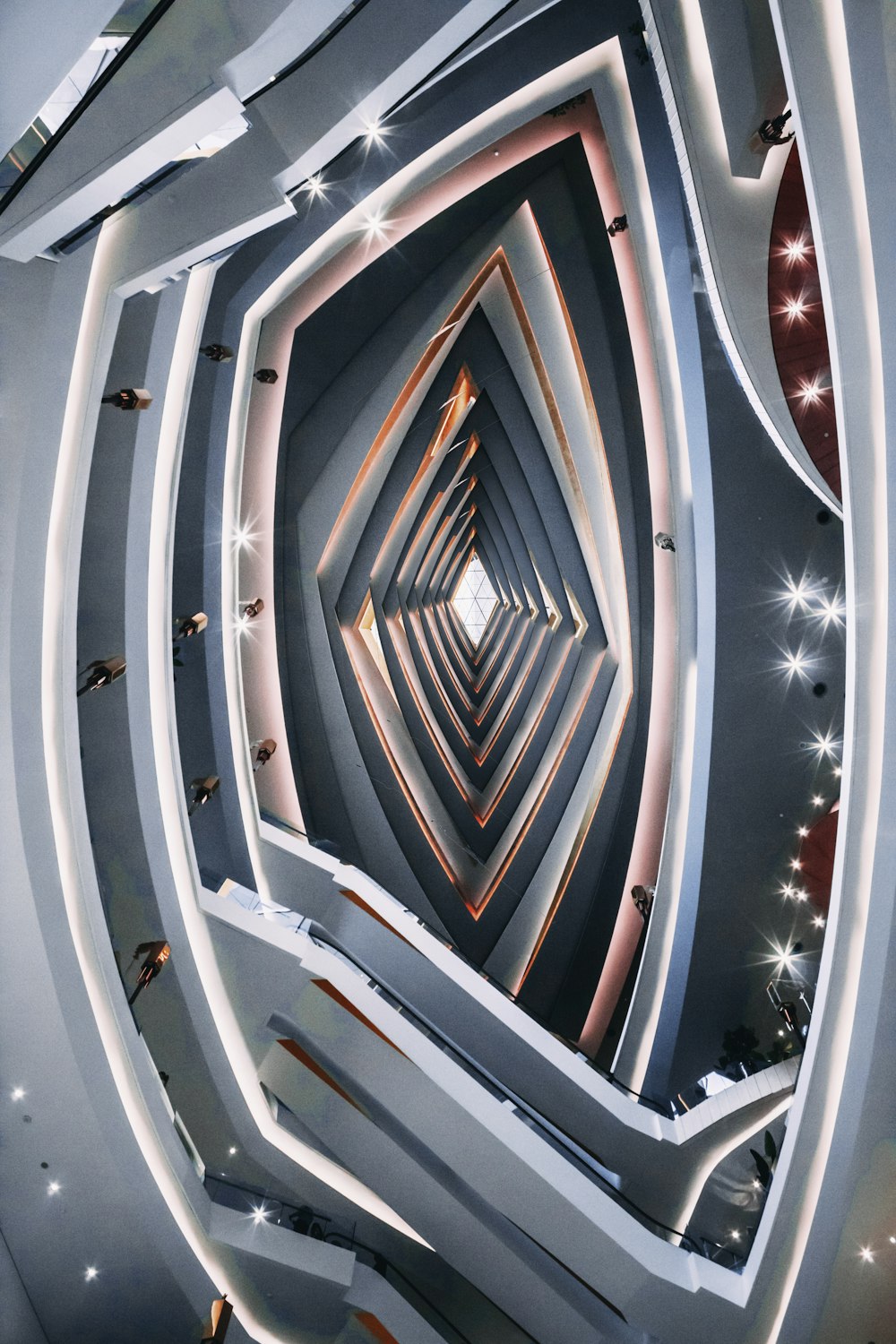 a view of the ceiling of a building