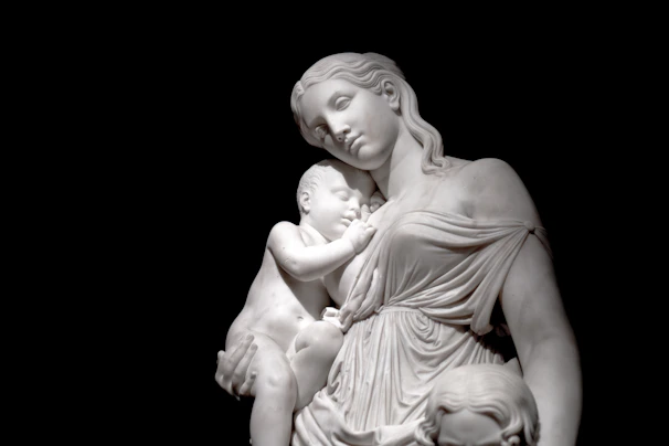 Ancient Greek artwork showing the legend of the goat Amalthea nurturing Zeus.