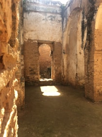 Sunlight streaming into an ancient tomb corridor, illuminating painted walls.