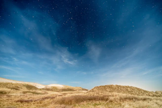 A starry night sky over the quiet natural landscape, inviting peaceful dreams.