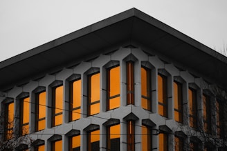 white and orange house view