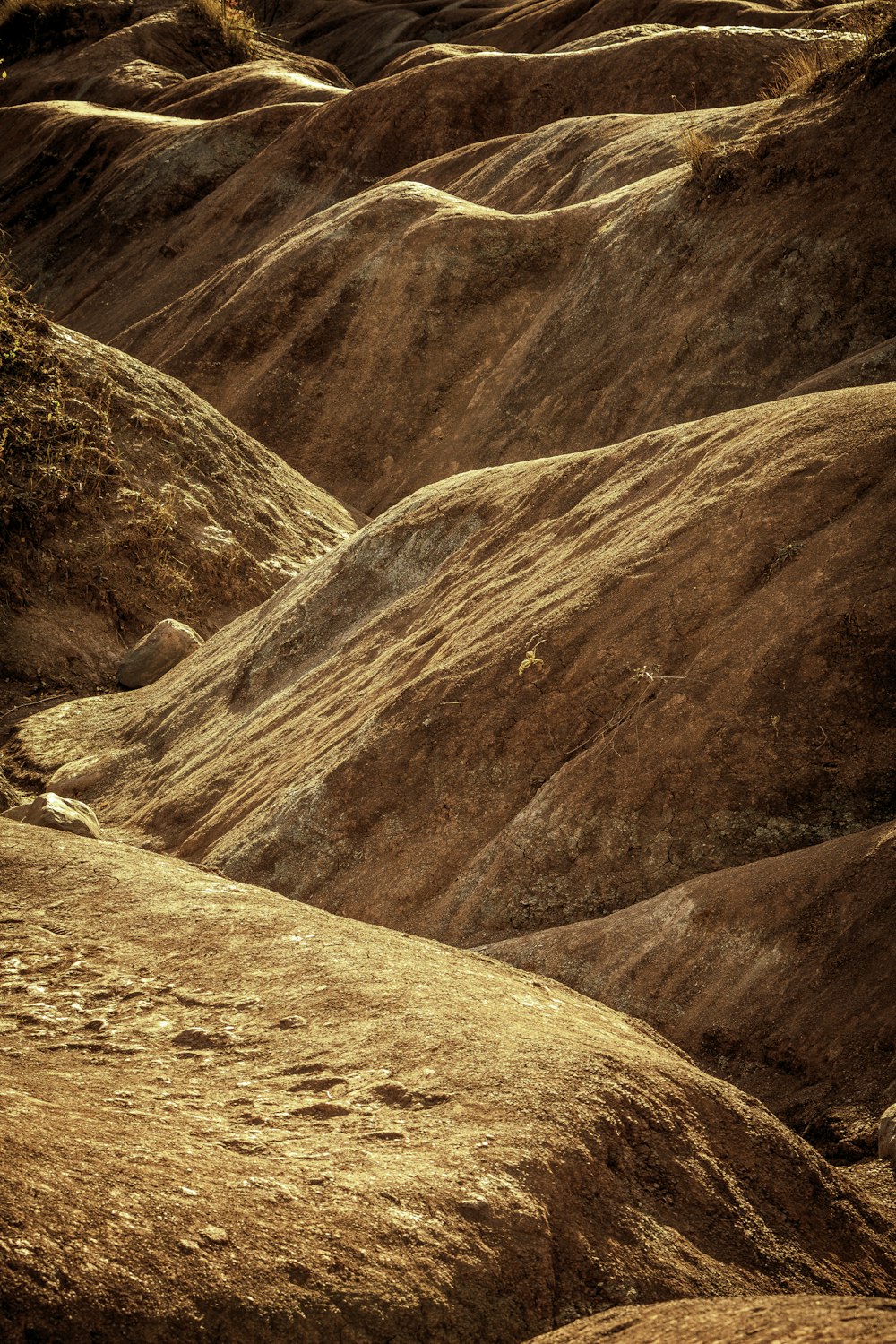 a man riding a horse down a hill