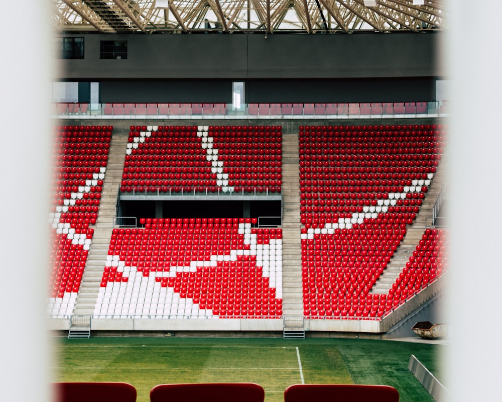 red and white stadium seats