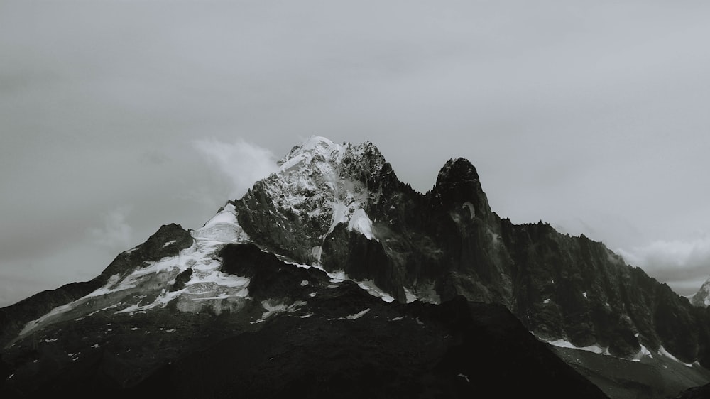 grayscale photo of mountain