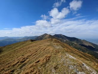 A panoramic landscape featuring mountains and a clear sky.