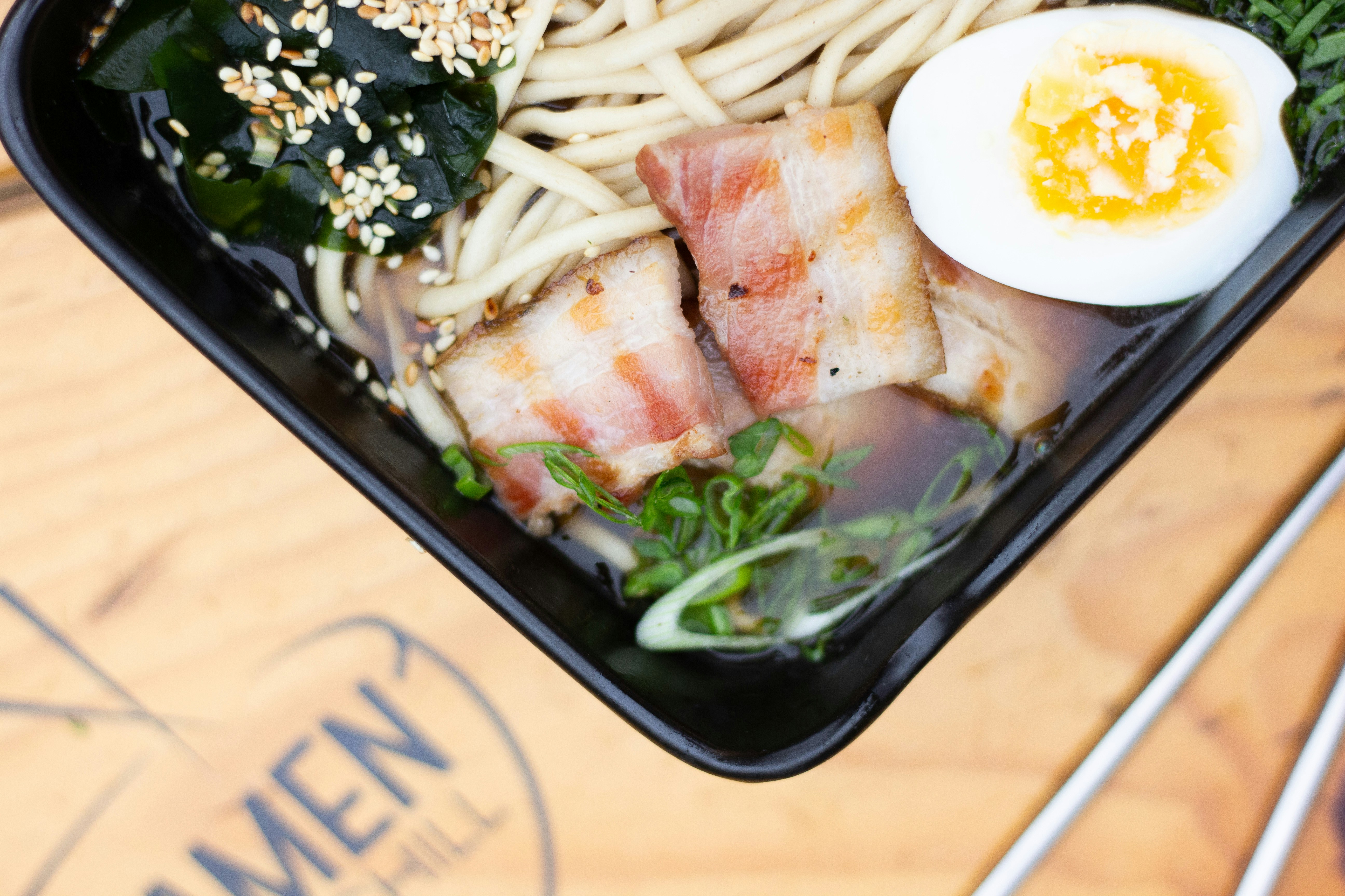 dish in black container