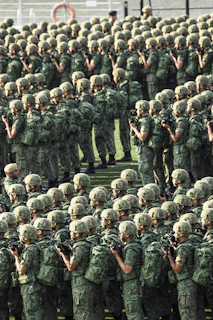 soldiers standing aligned together