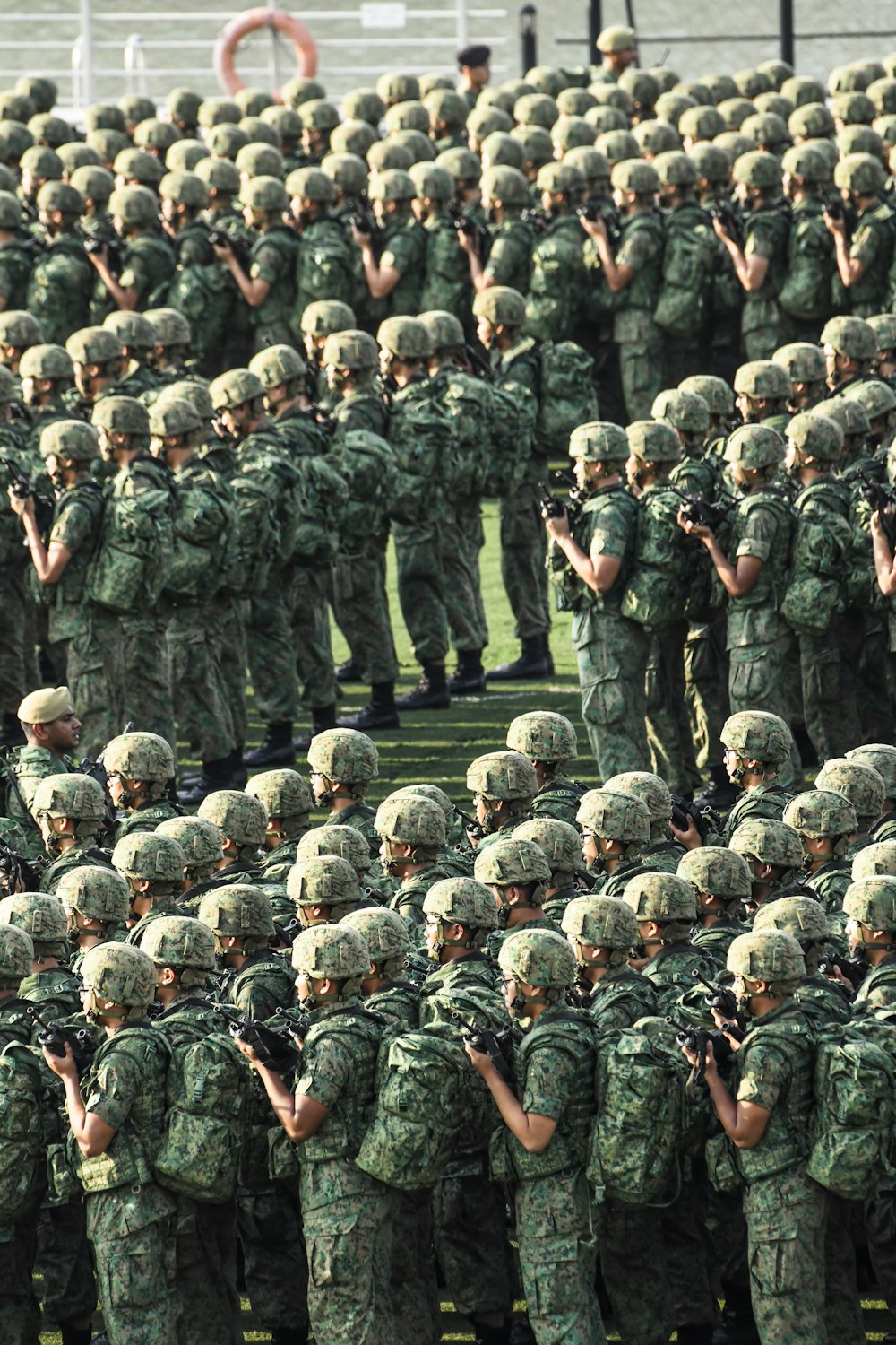 soldiers standing aligned together