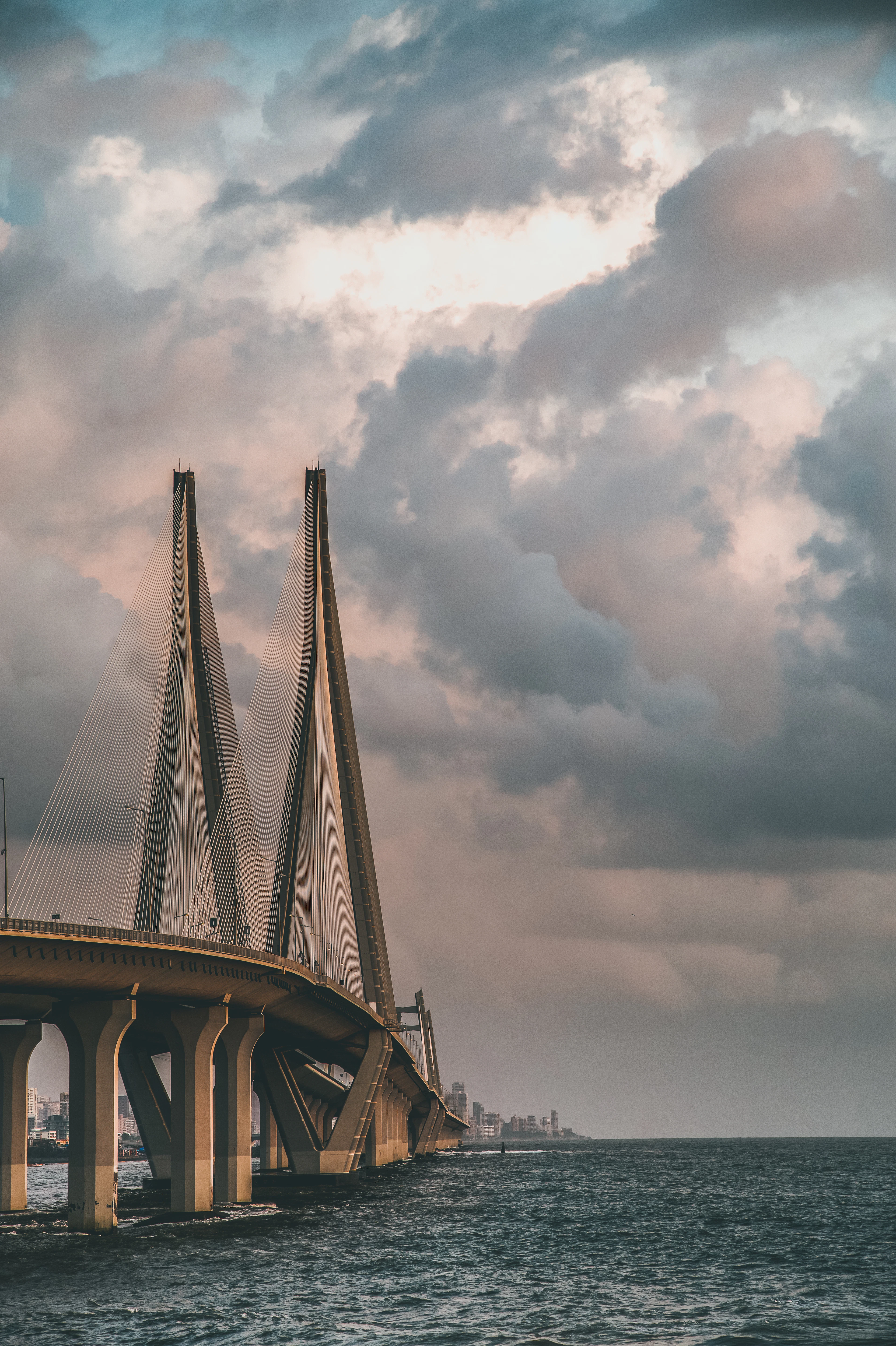 Cable-stayed towers of the Bandra–Worli Sea Link