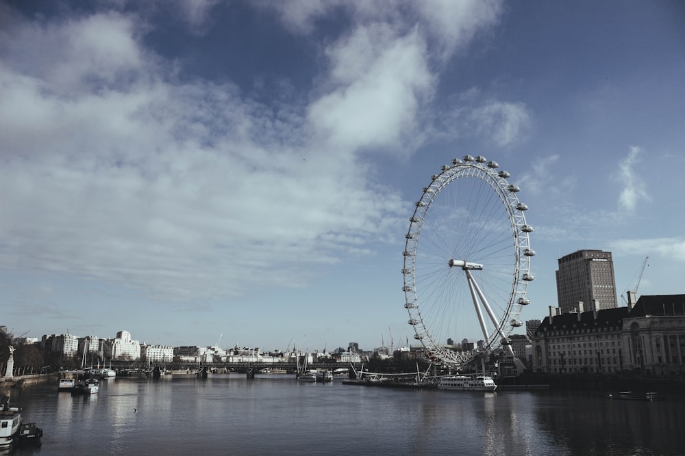 white ferries wheel near river