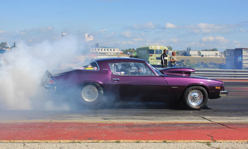 Car launching at the drag strip
