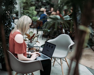 woman using laptop